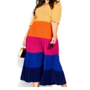 CITY CHIC NWT Willow Maxi Dress in Multicolor. Size Women's 16 New